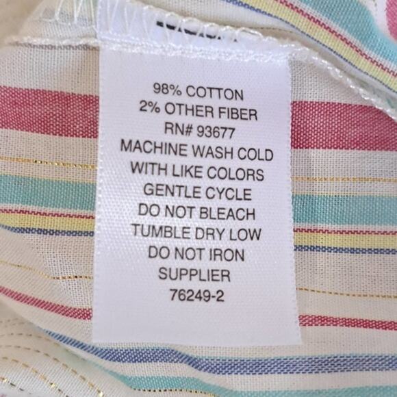 Peyton &‎ Parker Women’s Tunic Short Ruffled Sleeve Blouse Beige Stripes Size M - Picture 4 of 6